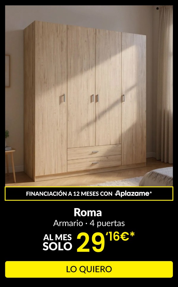 Armario Roma 4 puertas + 2 cajones 215,5x198x52,6 cm